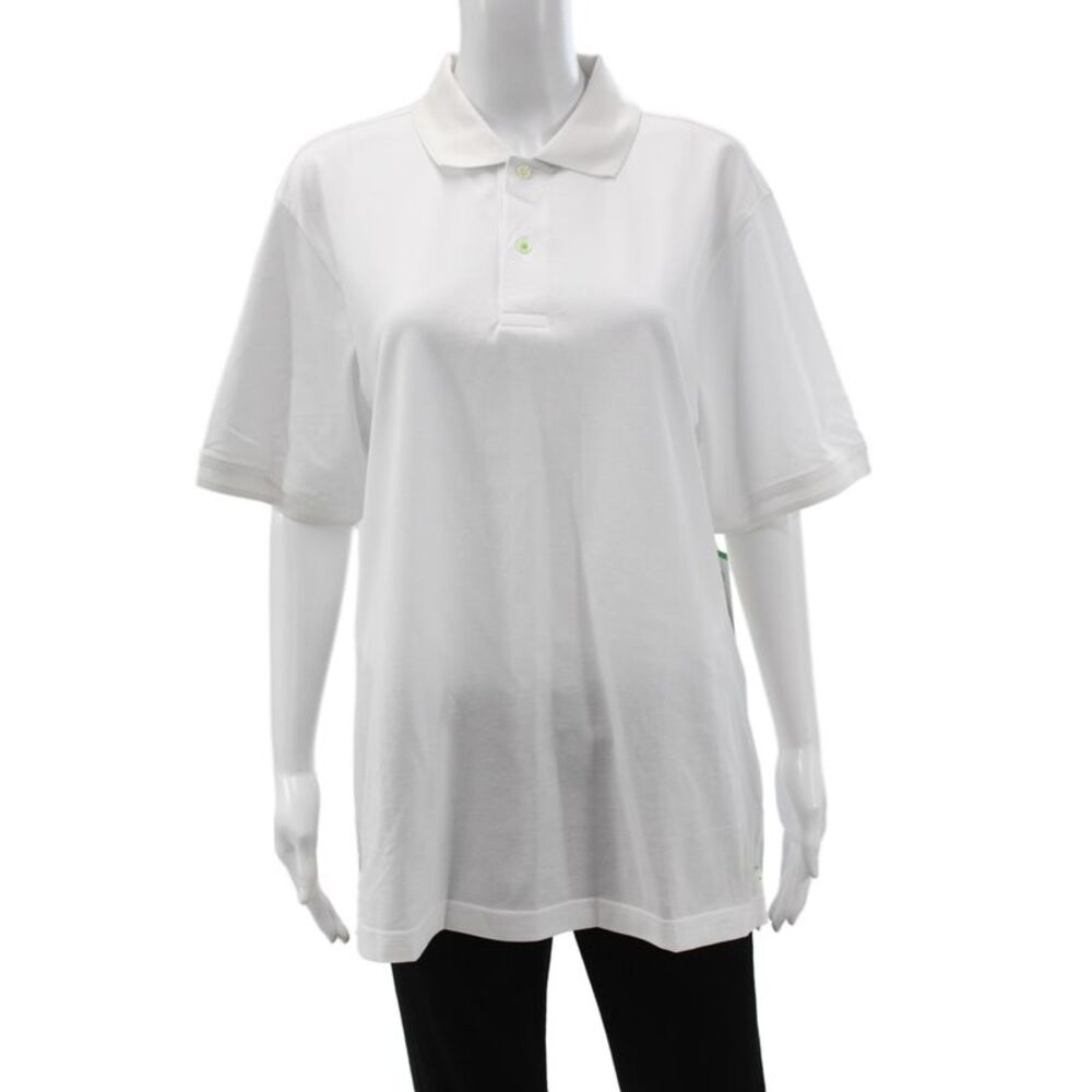 Hedge Womens Basic Collared Short Sleeve Polo White Cotton Solid Summer Size M
